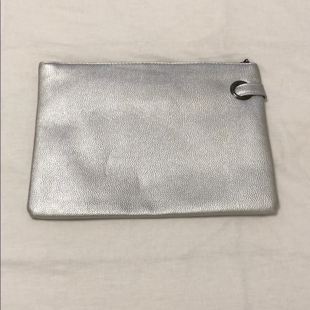 Silver Oversized Clutch or Makeup Bag